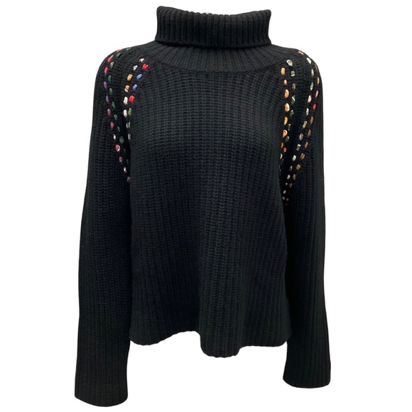 LA PRESTIC OUISTON BLACK CASHMERE KNIT TURTLENECK SWEATER - Picture 1 of 7